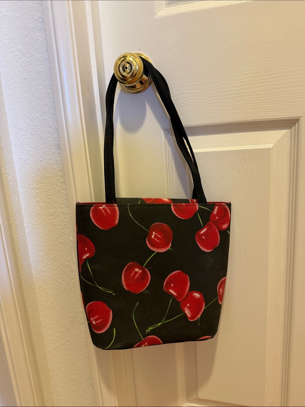 Black Cherry Print Tote Bag - Women